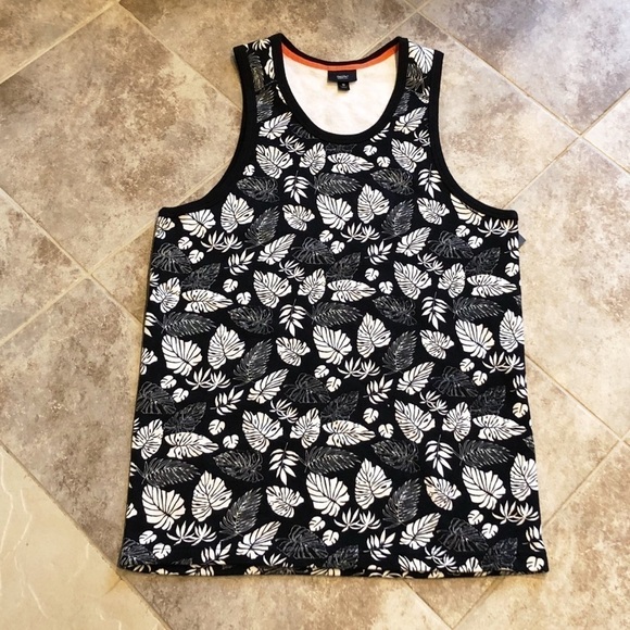🆕 Mossimo leaf floral long tank top small scoop neck - Picture 2 of 10